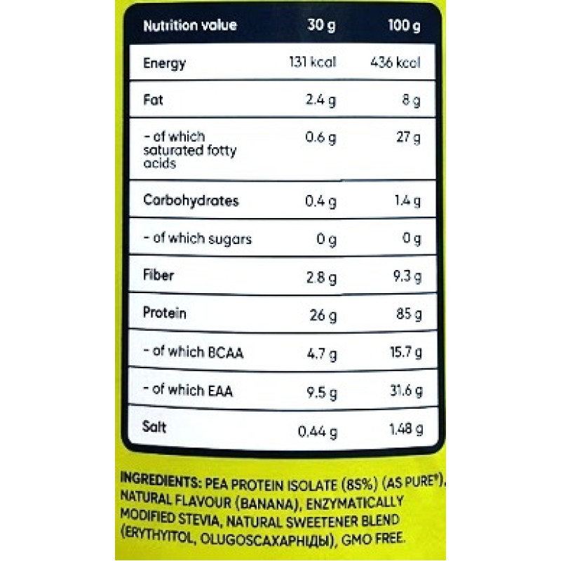 Изолят гороховый Body Beauty Банан 0,6 кг